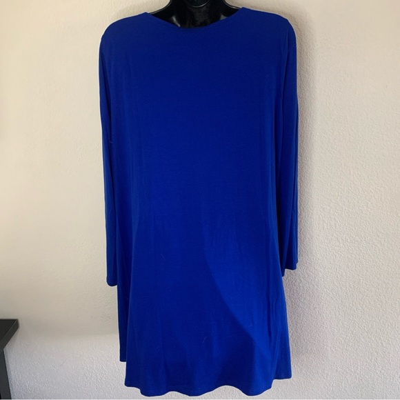 Eileen Fisher Royal Blue Long Sleeve Popover Casual Swing Dress Size Large $148 - Picture 8 of 9